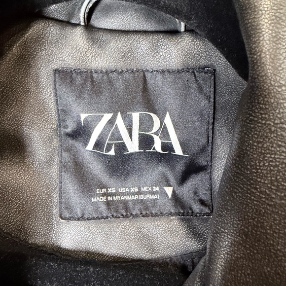 ZARA Black Faux Leather Biker Jacket – Size XS - Picture 4 of 4